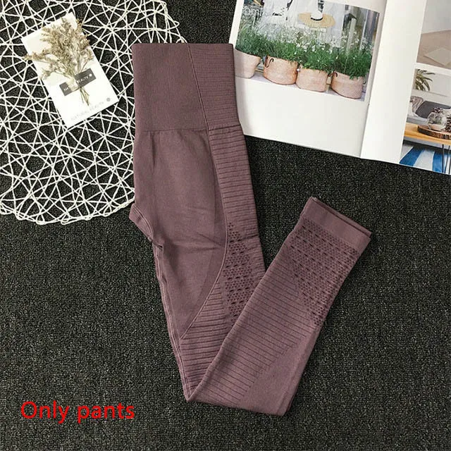 Brownpants 2 шт. бесшовный комплект для йоги, женская одежда, спортивная одежда, женские леггинсы для спортзала, фитнеса, штаны с мягкими чашечками пуш-ап, спортивный бюстгальтер, спортивные костюмы - Цвет: Brownpants