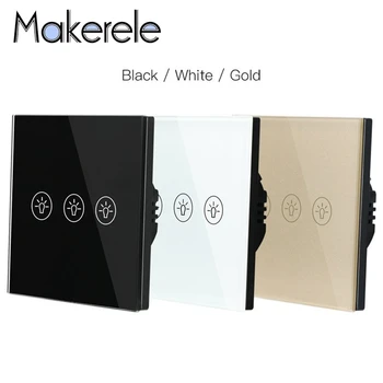 

Capacitive Touch Switch Dimmer Crystal Glass Panel Switches 3 Gang 1 Manier Wandlamp Smart Touch Screen Switch For Lighting