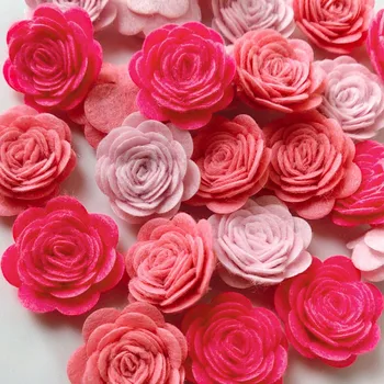 Mixed Artificial Felt Rose Flower 24PCS DIY Handmade Craft Material Tools for Bow Headband Applique Sewing Accessories 3