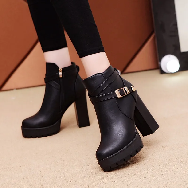 

Women's Shoes New High Heel Waterproof Platform Round Women's Side Zipper Boots Women's Vulcanize Shoes gbn78