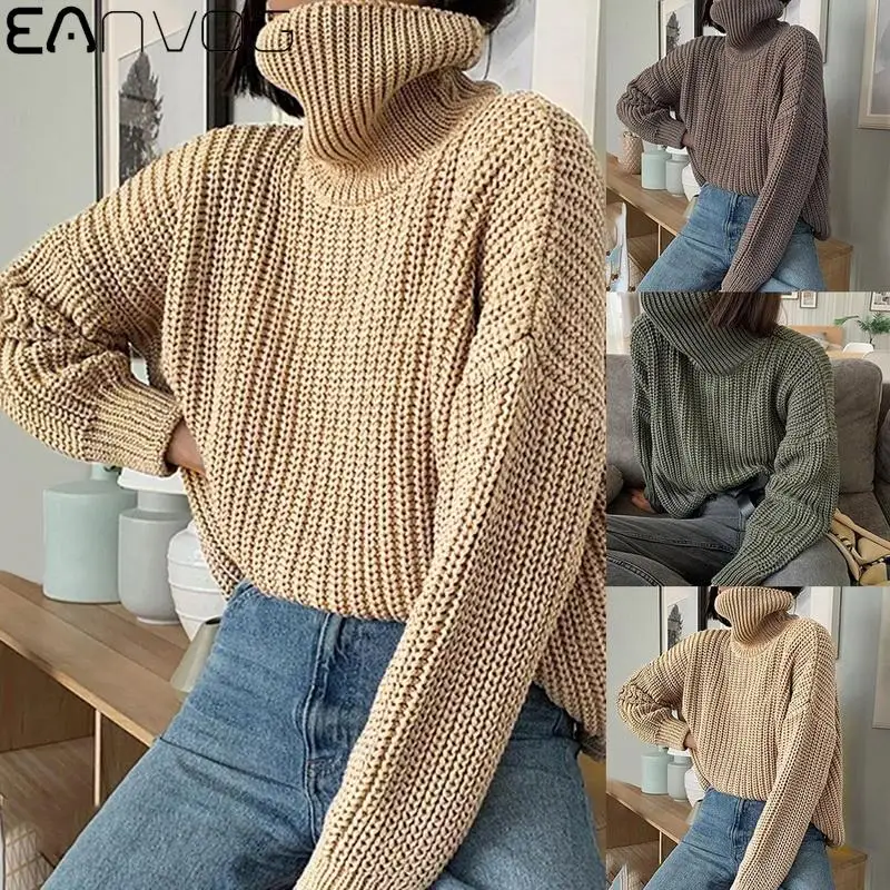 

Lady Knitwear Loose Casual Turtleneck Sweater Winter Women Korean Elegant Solid Soft Oversized Thick Warm Female Pullovers Tops