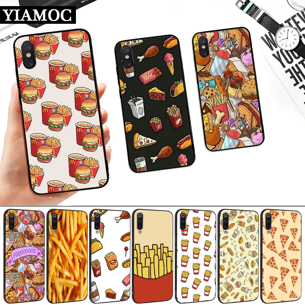 food french fries burger pizza Silicone Soft Case for Xiaomi 6 8 Lite 9 SE F1 A1 A2 A3 9T Pro CC9 CC9E Mix 2S Max 3 |