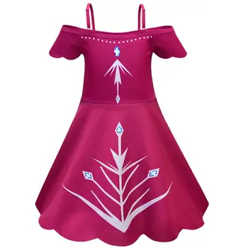 

Kids Anna Elsa Dress Red Girls Party Cosplay Girl Snow Queen Birthday Princess Dress Off Shoulder Costume