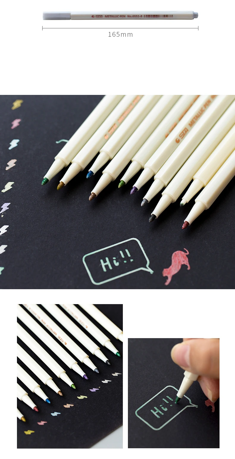 STA 10 цветов Металлические маркерные ручки набор для скрапбукинга ремесла карты Сделай Сам кисти для изготовления/круглые ручки для рисования