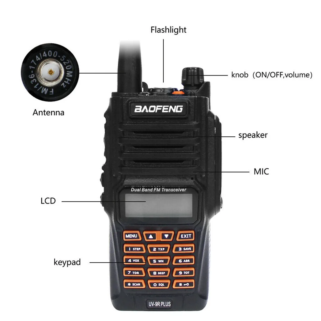 Baofeng UV-9R плюс влагонепроницаемые Walkie Talkie 8 Вт двухстороннее радио Двухдиапазонный портативный 10 км дальний UV9R CB Ham портативное радио