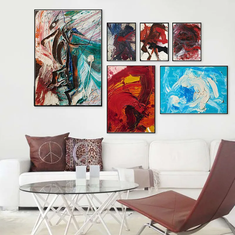 

Wall art Minimalist Abstract Impression Color Poster Living Room Canvas Painting Decorative wall pictures for living room