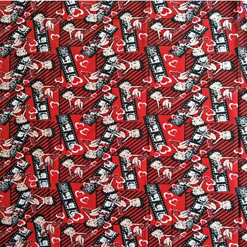 

105cm Width Sexy Betty Red Cotton Fabric for Baby Girl Dresses Clothes Curtain Cushion Cover Quilting Sewing DIY-AFCK046