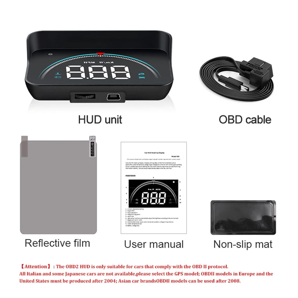 M8 Car HUD Head Up Display OBD2 II Overspeed Warning System Projector Windshield Auto Electronic Voltage Alarm RPM Car Styling