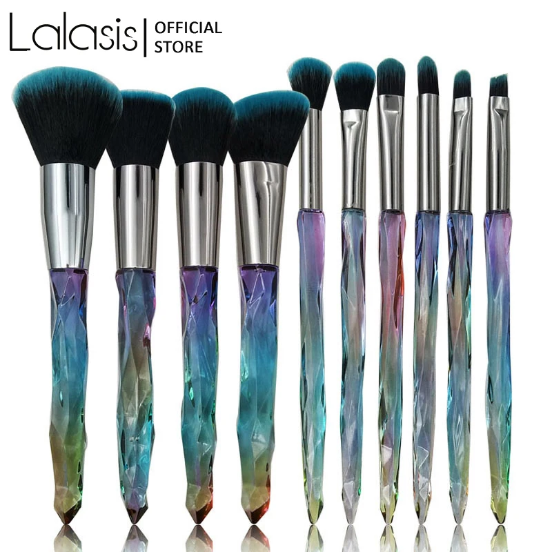 Lalasis Makeup Brushes Set Transparent Crystal Diamond Brush Handle Blush Powder Foundation Eye Shadow Lip Eyebrow | Красота и