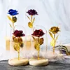 LED Enchanted Galaxy Rose Eternal 24K Gold Foil Flower with String Lights In Dome for Home Decor Christmas Valentine's Day Gift ► Photo 3/6