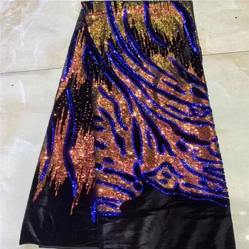 

Sequin Embroidery Lace, Purple Nigerian Royal BlueLace Fabrics, African velvet sequins Lace Fabric 2019 With Flower