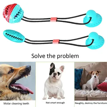 

Pet Molar Bite Toy Chew Toys Floor Suction Cup Dog Chew Tug Toy Tooth Clean Ball