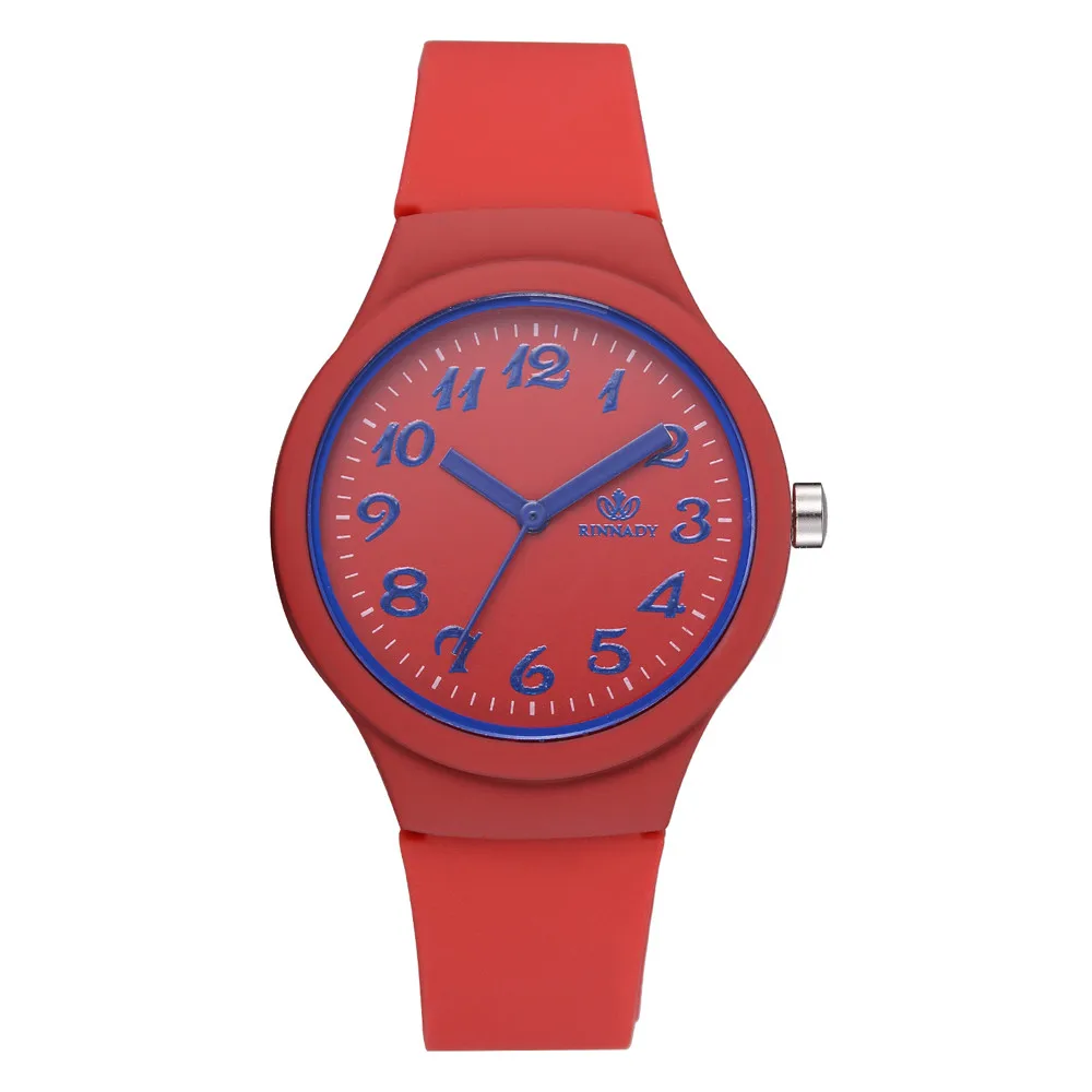 Женские наручные часы, горячая распродажа, силиконовый ремешок, модные женские часы, женские часы из сплава, однотонные повседневные наручные часы без водонепроницаемости - Цвет: Red
