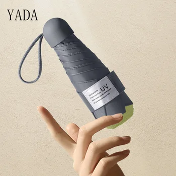 

YADA INS High quality 6 bone Light Mini Small Umbrellas Rainy Five Pocket Folding Umbrella For Women Men UV Umbrella YD200085