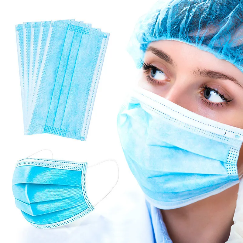 

Nonwoven Disposable Protective Mask 100PCS/Lot 3-Ply Filter Anti-Virus Mascarillas ffp3 N95 Dustproof Mask