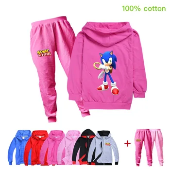 

Children Clothing Sets Tracksuit Spring Kids Sonic The Hedgehog Clothes Kids Hooded T-shirt Pants 2 Pcs Suits toddler set