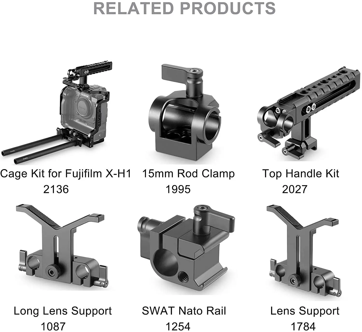 SmallRig 탄소 섬유 로드 (9 인치), 15mm 로드 레일 지지 시스템, LCD 마운트, 숄더 패드, 렌즈 지지대-1690