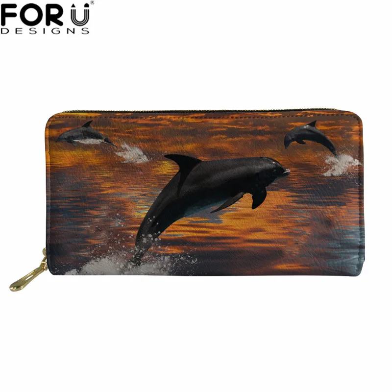 L5042Z21 FORUDESIGNS/женские кошельки с принтом дельфина, синий кошелек для дам, повседневные длинные кошельки, Кожаный клатч, кошелек с отделением для монет - Цвет: L5042Z21