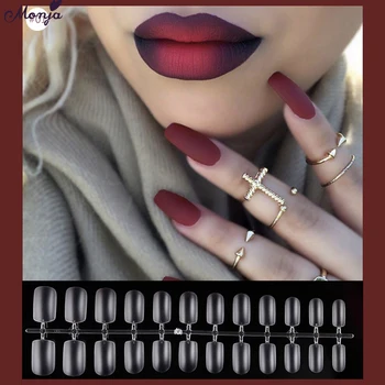

Monja 12*24Pcs Transparent Acrylic French False Nails Nail Art Extension Ballet Oval Full Cover Fake Nail Tips DIY Manicure Tool