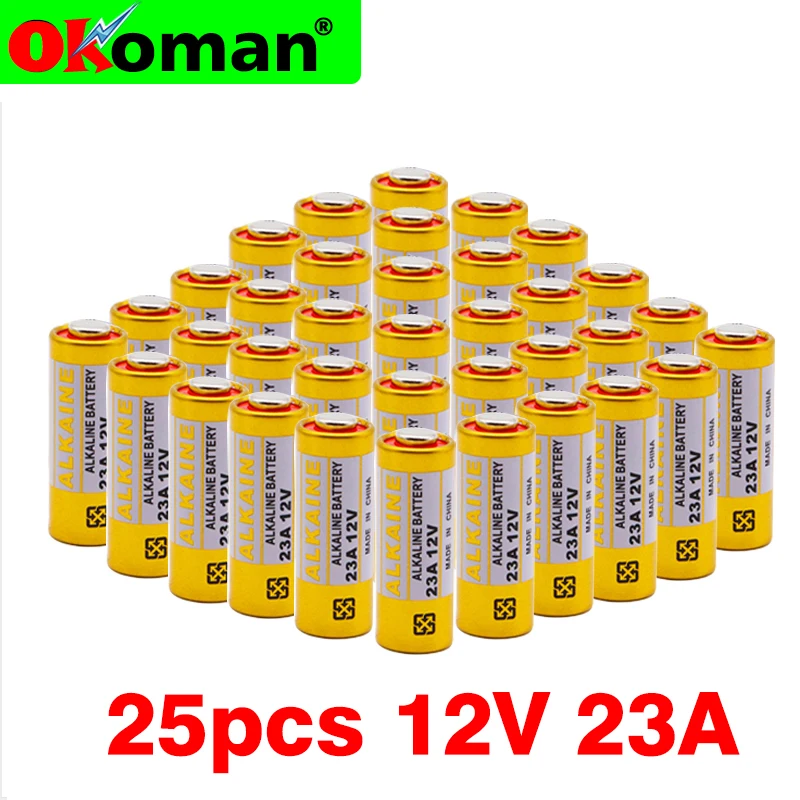 25PCS 23A 12V dry alkaline battery 23AE 21/23 A23 23GA MN21 for