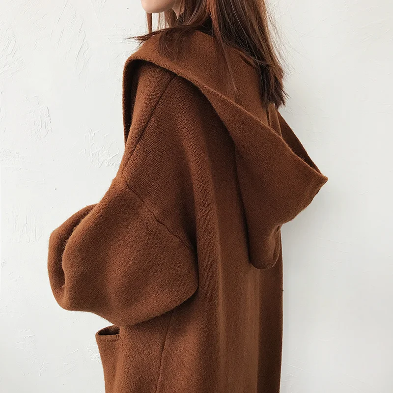 X-Long Hooded Sweater Cardigan For Women Korean