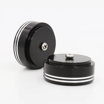 

4pcs 39 x 17mm Aluminum Audio Amplifier Speaker Feet Spikes Black / Silver Ring Machine Mats Pads
