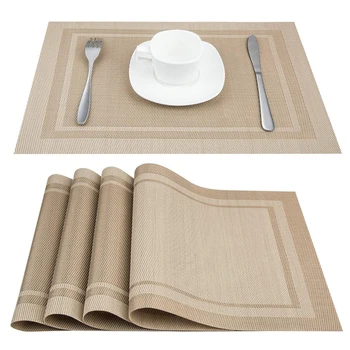 

Set of 6 Heat-Resistant Placemats Stain Resistant Anti-Skid Washable PVC Table Cover
