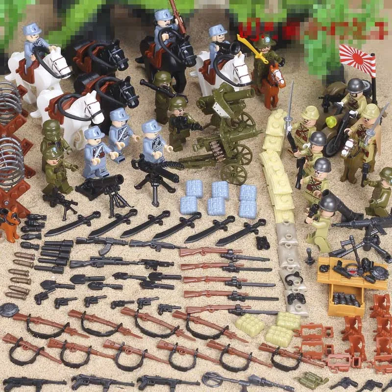 

20PCS WW2 German Army Soldiers weapons defense fortress building blocks Bricks Compatible LegoINGlys Military toys for children