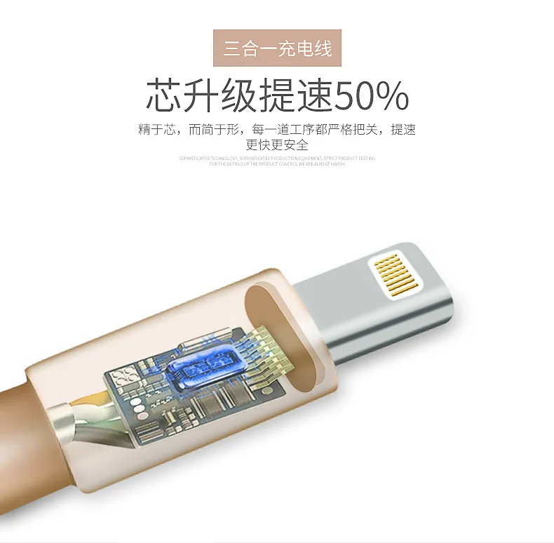 Кабель для передачи данных для мобильного телефона нейлоновый USB кабель Android type-C три в одном Плетеный USB кабель R-x25