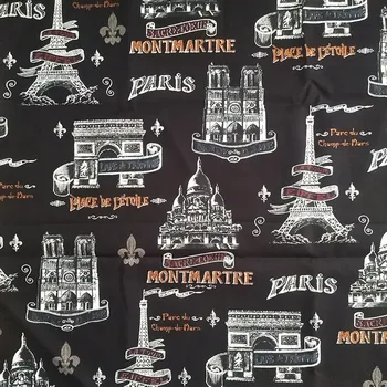 

Beautiful Black Bottom Cotton Fabric Paris Montmartre Tower Printed Cotton Fabric DIY Patchwork Sewing Dress Clothing/curtain