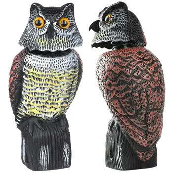 

Plastic Garden Statues Bird Scarer 360° Rotate Head Sound Owl Protection Repellent Pest Control Scarecrow Garden Yard Sculpture