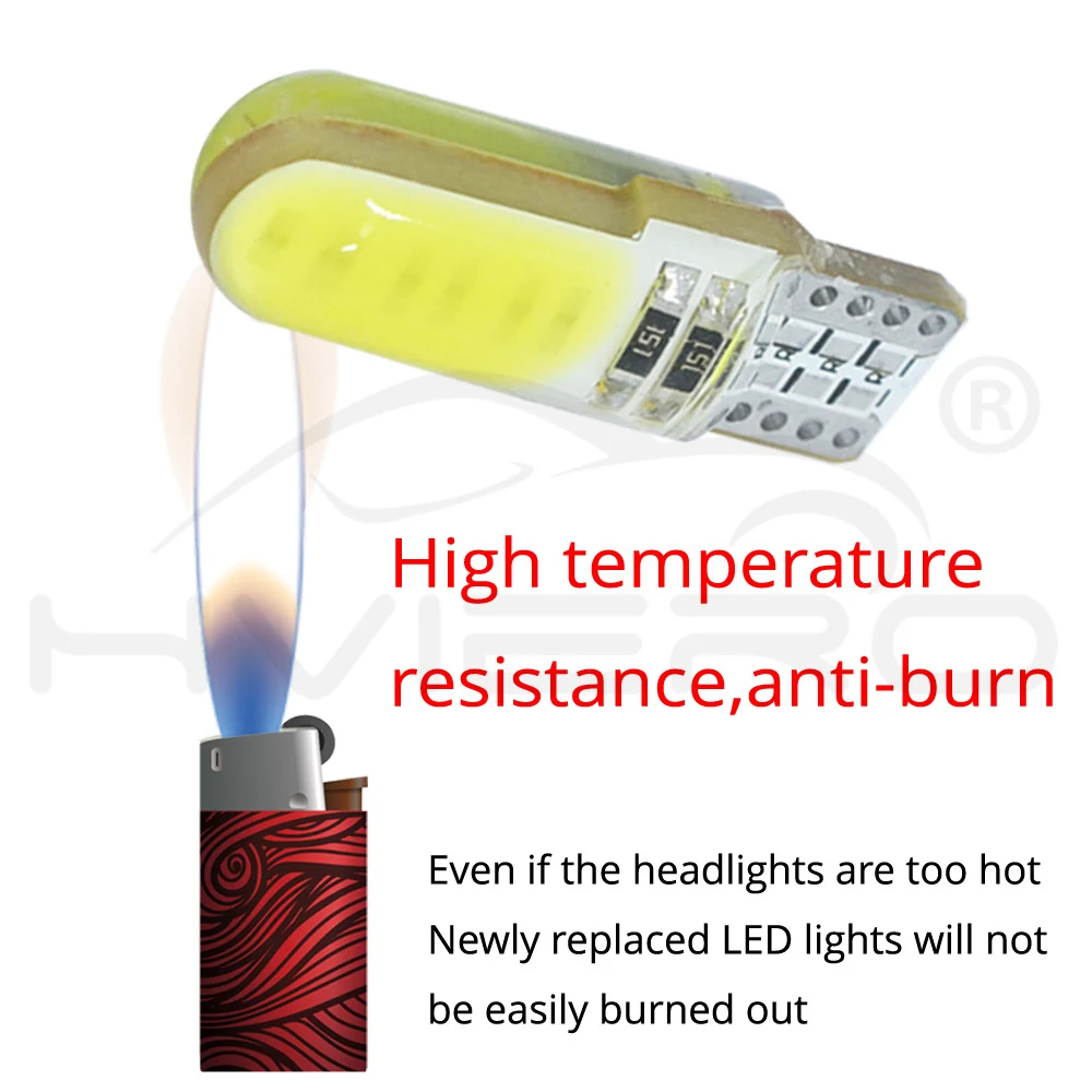 Hviero T10 W5W Red COB LED Silicagel Waterproof 194 501 Wedge Led Car Marker Light Reading Dome Lamp Auto Parking Bulbs for lada DC 12V