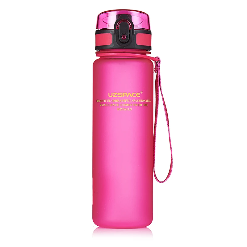UZSPACE Спортивная бутылка для воды протеиновый шейкер Кемпинг Пешие прогулки бутылка для воды 350/500/1000 мл BPA бесплатно - Цвет: Розовый