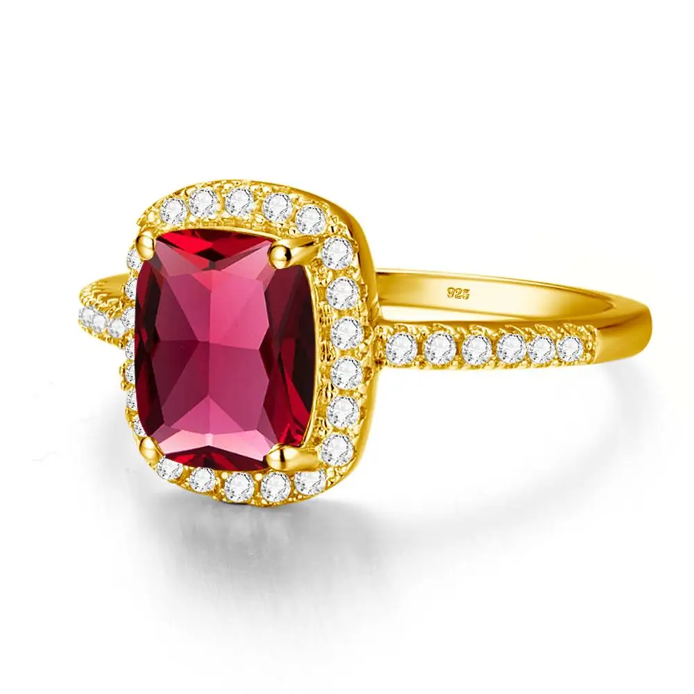 

Silver 925 Rings For Women 14k Gold Jewelry Romantic Cute Red Ruby Ring Inlaid Zircon Exquisite Fashion Jewelry Wedding Gift New