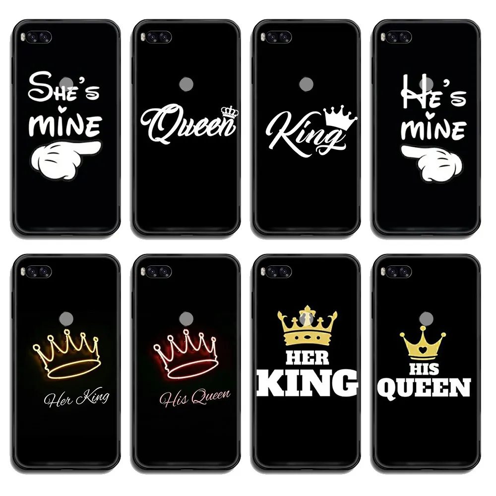 Чехол для телефона Prime king queen couple Love prime черный корпус Xiaomi Redmi Mi Note 3 5 6 8 9 A1 2 Max3 Mix2 X SE