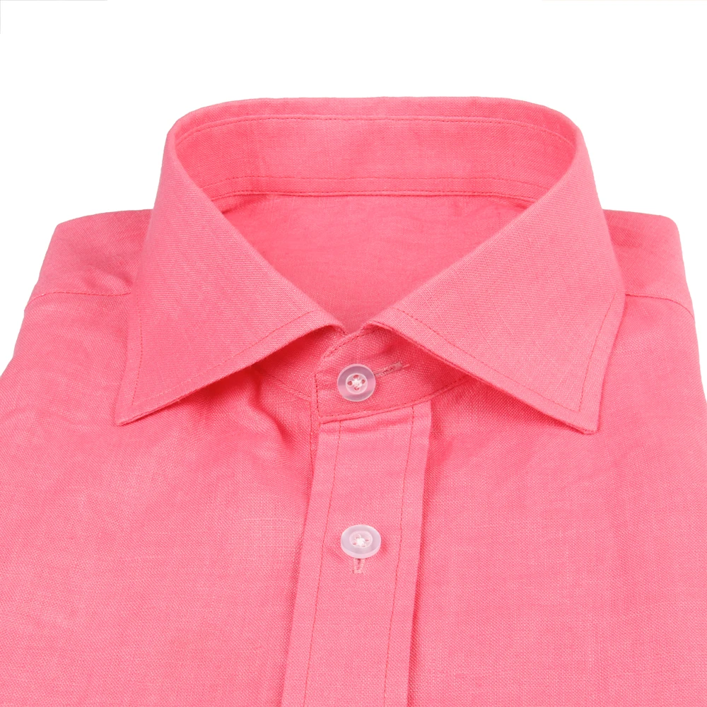 Men Linen Shirts Custom Made Pink Linen Shirt  Tailored Cool Summer Mens Dress Shirts For Men Regular Fit Shirt Long Sleeve