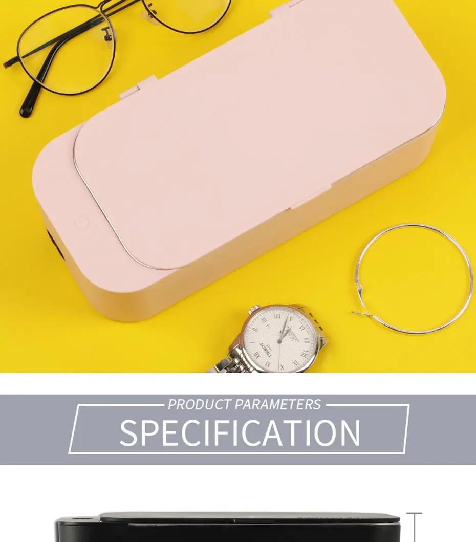 Mini Ultrasonic Cleaner 450ml 42kHz Jewelry Glasses Cleaning Machine Intelligent Control Ultrasonic Cleaner Bath