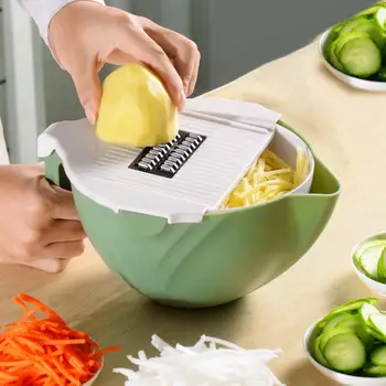 

Multifunctional Magic Rotate Vegetable Cutter With Drain Basket Kitchen Veggie Fruit Shredder Grater Slicer DropShipping