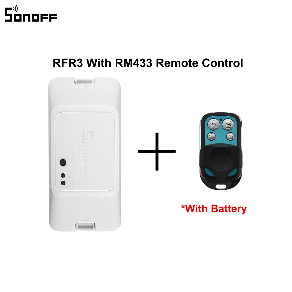 Горячая SONOFF RF R3 WiFi переключатель, умный вкл. Выкл. Светильник, поддерживает приложение/433 RF/голосовой пульт дистанционного управления, Универсальный DIY модуль - Цвет: RFR3 With RC