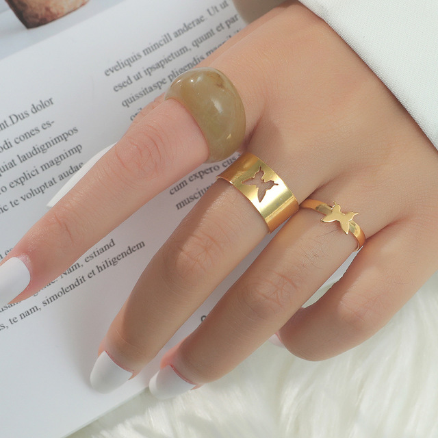 Color Plated Retro Punk Hip-Hop Cross Ring Hand Finger Chain Adjustable Rings Jewelry Gift for Men Women Unisex Ring