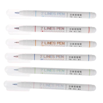 

1pc 2 Lines Outline Double Head Pens Colorful Liner Pen For Writing Drawing Stationery School & Office Suppllies Kids Gifts