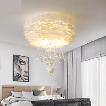 

Led crystal ceiling lamp round modern minimalist master bedroom lamp warm romantic room Light restaurant ceiling lighting