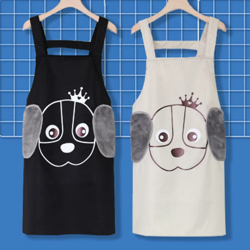 

Leuke Cartoon Hond Patroon Schort Voor Vrouwen Thuis Koken Kant Doekjes Schort Waterdichte Olie Proof Pocket Schort Keuken Tool