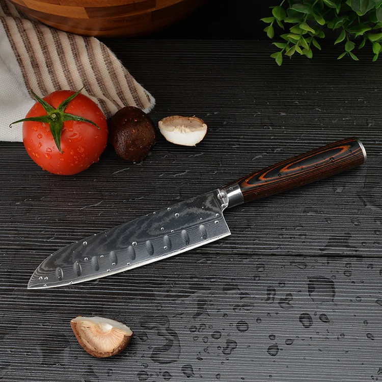EVERRICH®" нож сантоку нож шеф-повара Дамасская сталь 67 слоев DV8 Дамасские кухонные ножи с эргономичной ручкой