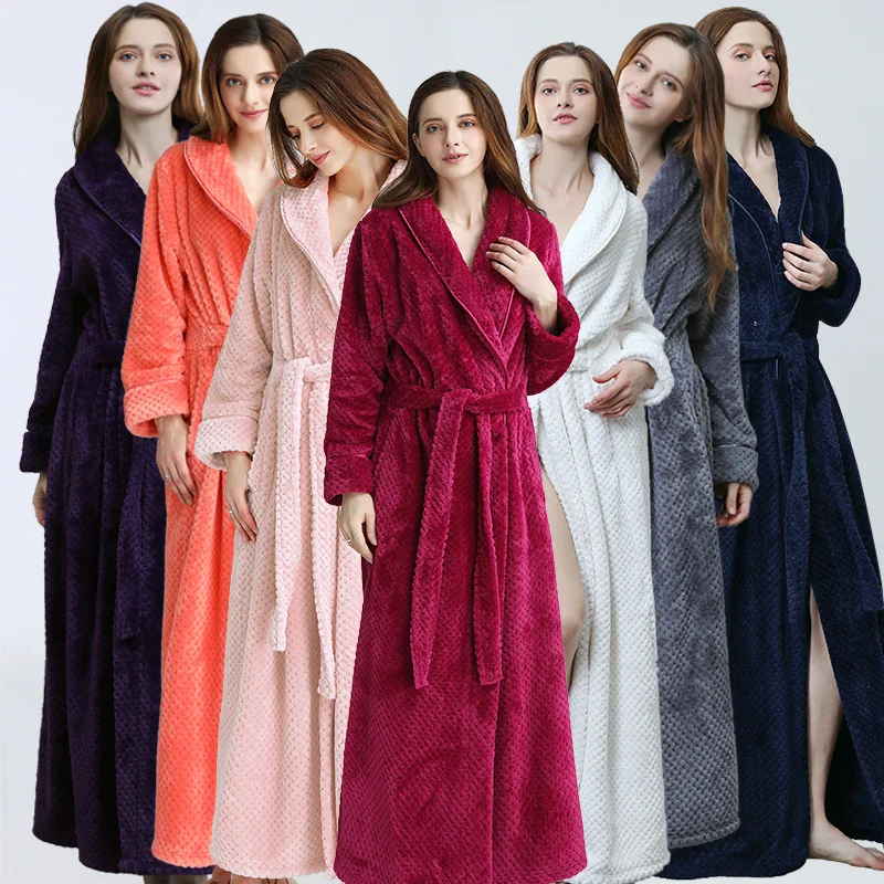 Lovers Female Pregnant Women Robe Coral Velvet Bathrobe Belt Integrated Robes Loose Soft Flannel