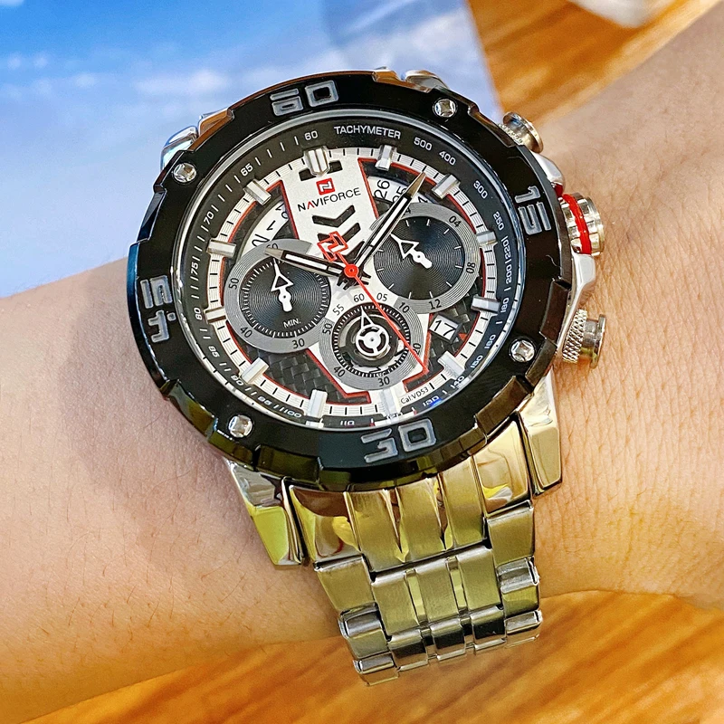 Часы наручные NAVIFORCE Мужские кварцевые брендовые Роскошные деловые спортивные в