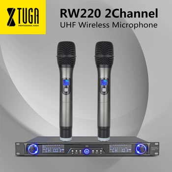 

XTUGA RW220 UHF Wireless Microphones System Digital Diversity Receiver For Stage Bar Show 2 channel handheld mic