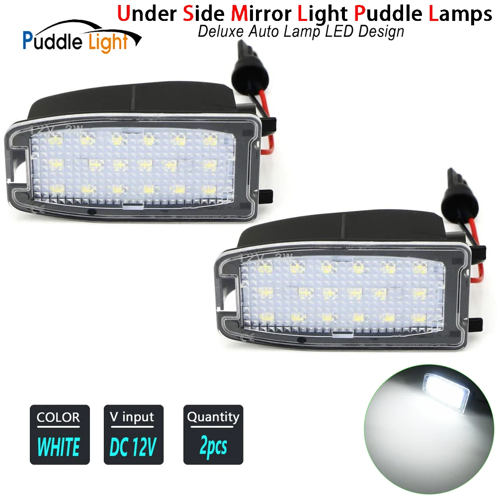 

2pcs Canbus LED Under Side Mirror Puddle Lights For Volvo XC90 S60 V70 XC70 S80 1999-2004 Rearview Ground Lamps White 12V