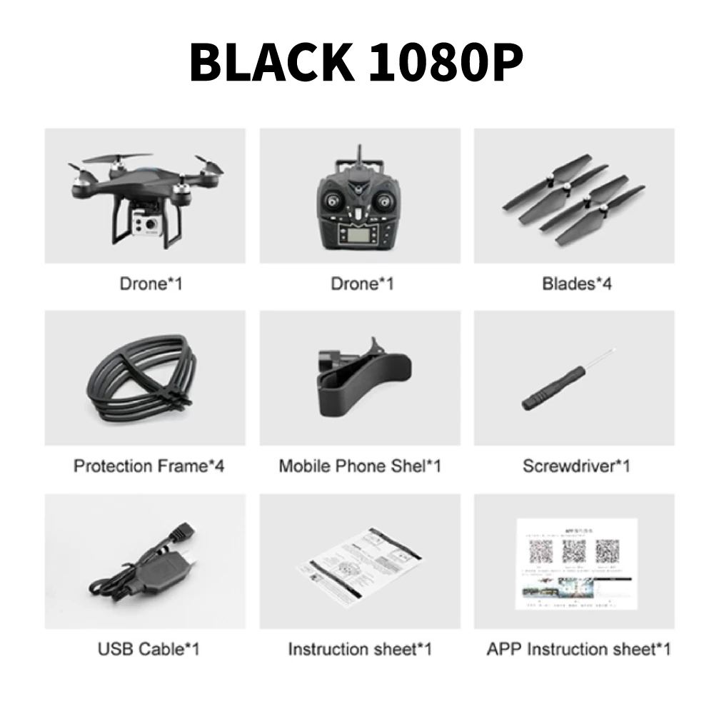 S2 профессиональная ESC камера Дрон 1080P gps 5G wifi HD FPV Дрон на ру воздушный Квадрокоптер вертолет селфи игрушки малыш - Цвет: black1080p