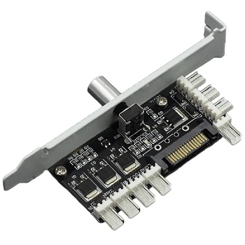 

PC 8 Channels Fan Hub Cooling Fan Speed Controller for CPU Case HDD VGA PWM Fan W/ PCI Bracket Power By 12V Cooler Fan